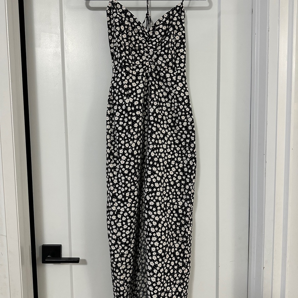 Zara Black and White Floral Maxi Dress